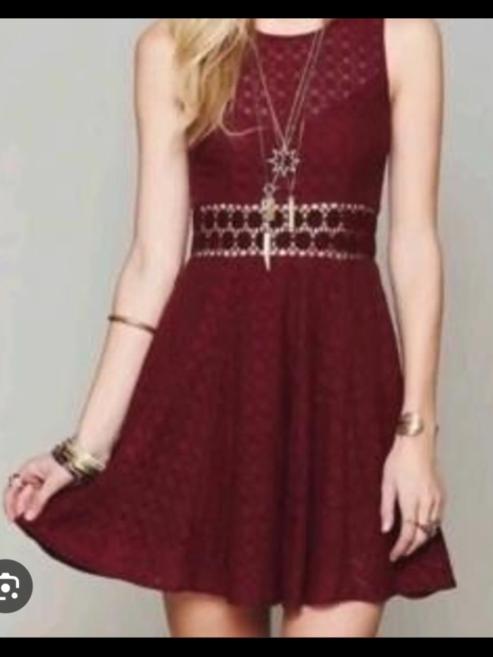 Sleeveless Lace Fit & Flare Dress in Wine